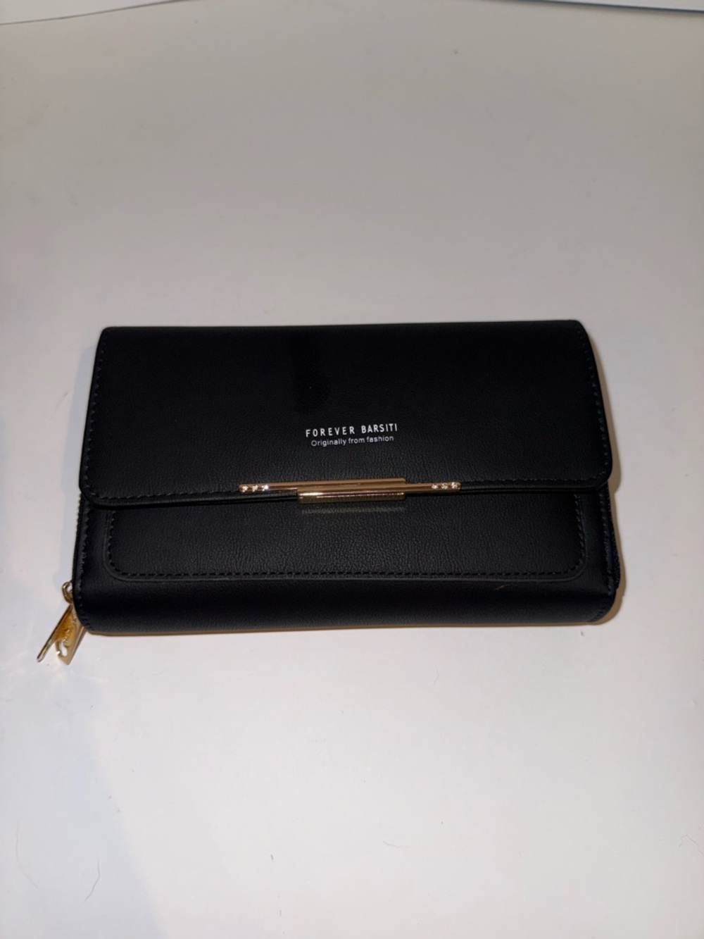 Black Women's Wallet with Gold Accent